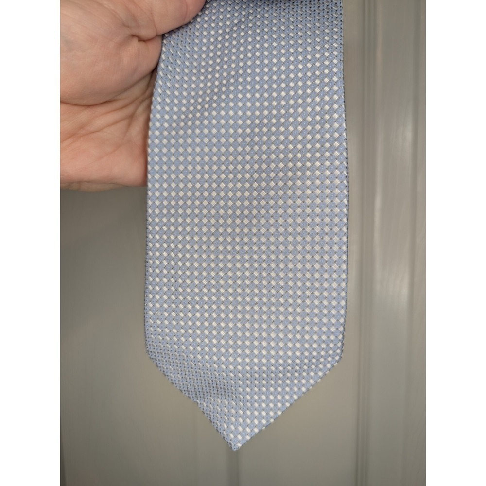 Peacock Handmade Silk Tie Blue White Check Standard Length and Width EUC - Picture 3 of 7